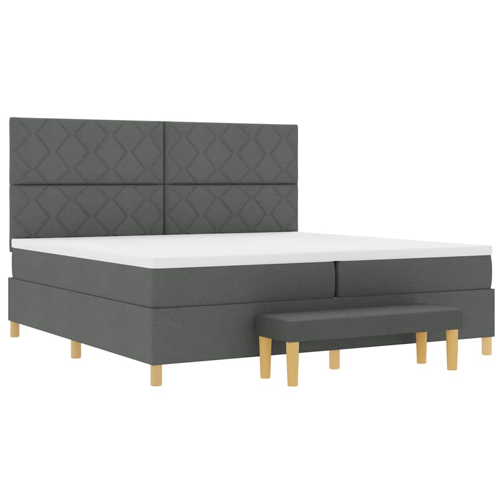 Lit à ressorts avec matelas Gris foncé 200 x 200 cm tissu - XIOS