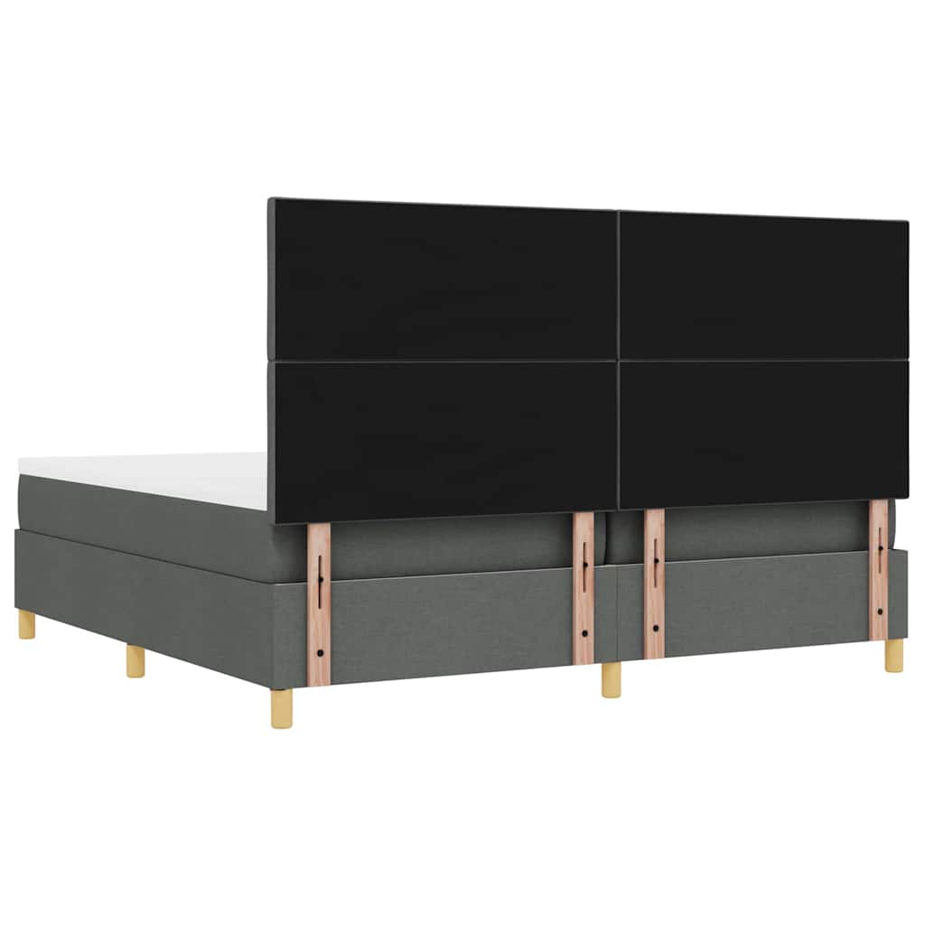 Lit à ressorts avec matelas Gris foncé 200 x 200 cm tissu - XIOS