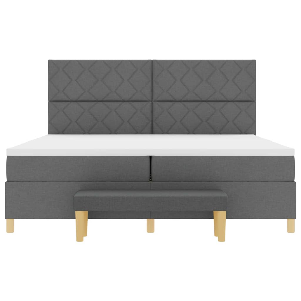 Lit à ressorts avec matelas Gris foncé 200 x 200 cm tissu - XIOS