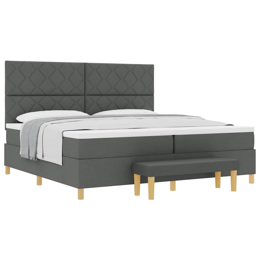 Lit à ressorts avec matelas Gris foncé 200 x 200 cm tissu - XIOS