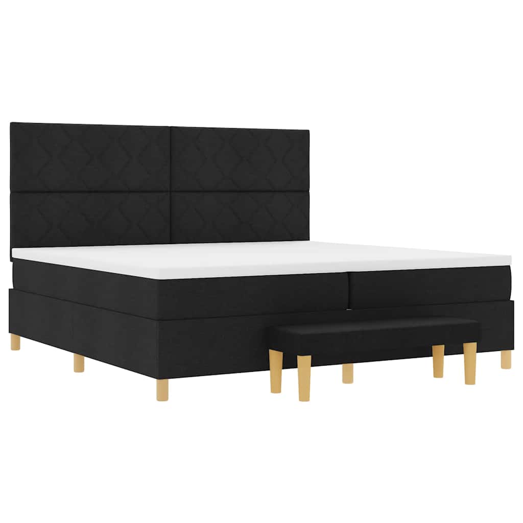 Lit à ressorts avec matelas Noir 200 x 200 cm tissu - XIOS