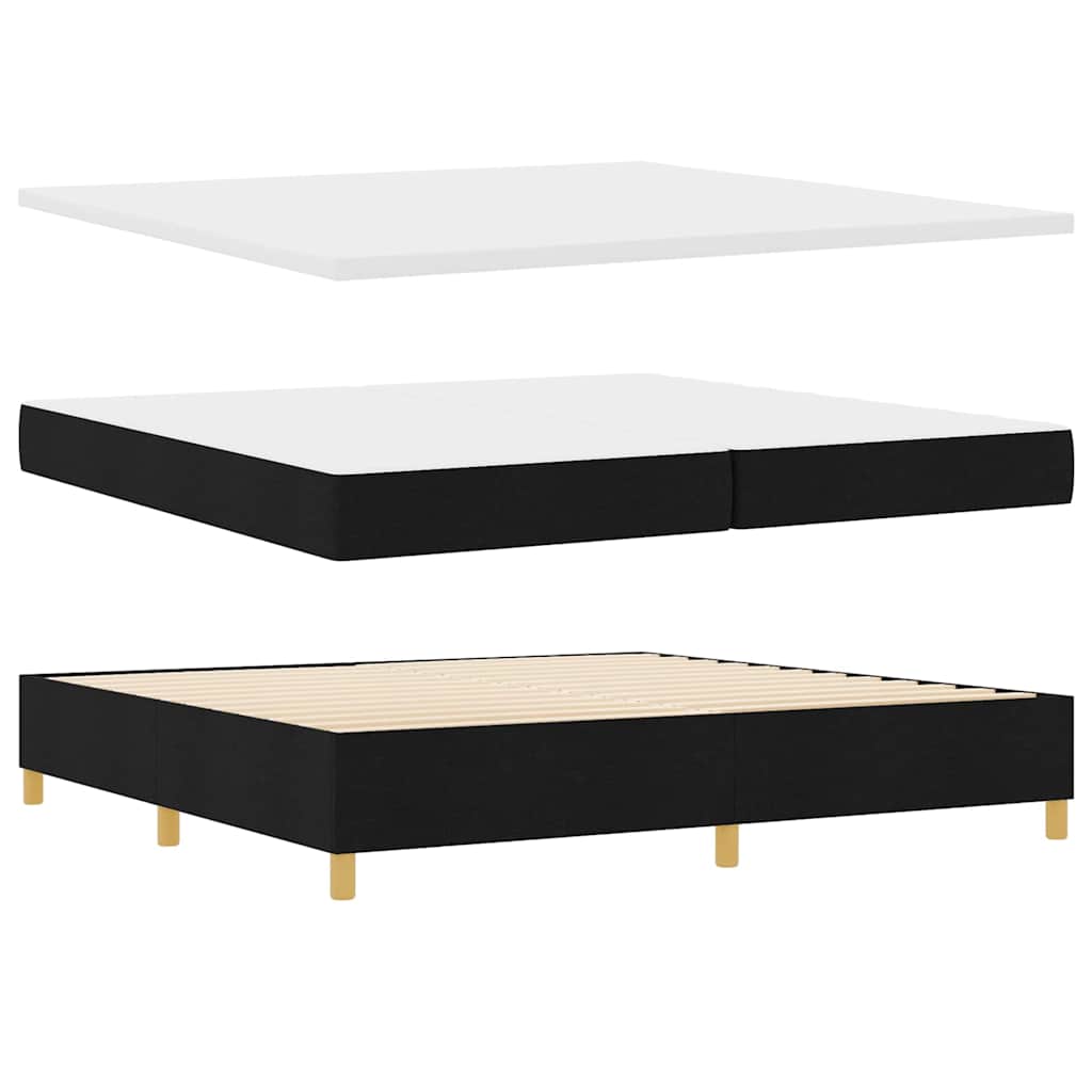 Lit à ressorts avec matelas Noir 200 x 200 cm tissu - XIOS