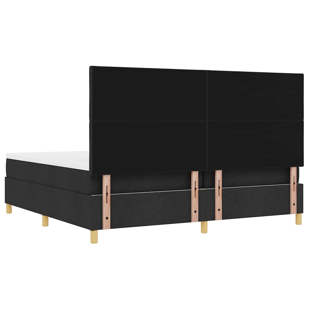 Lit à ressorts avec matelas Noir 200 x 200 cm tissu - XIOS