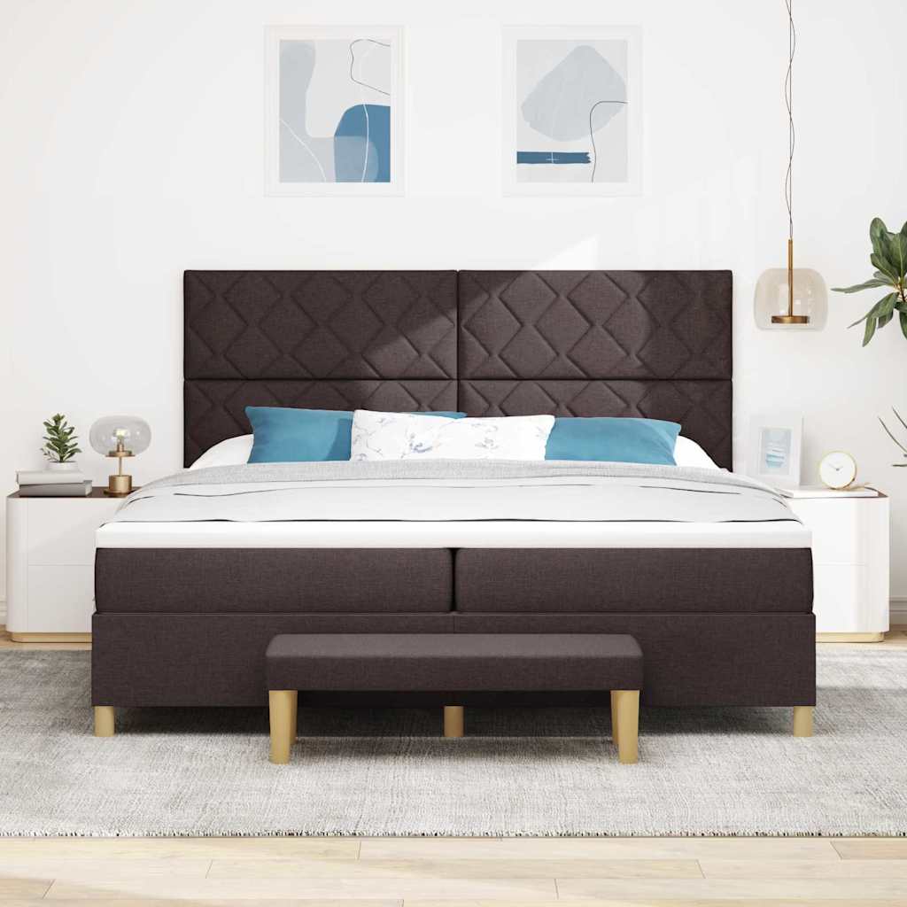 Lit à ressorts avec matelas Marron foncé 200 x 200 cm tissu - XIOS