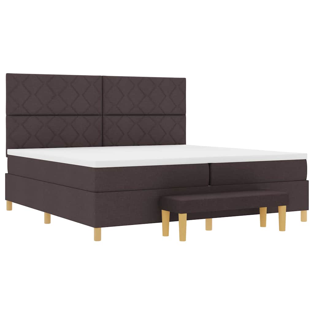 Lit à ressorts avec matelas Marron foncé 200 x 200 cm tissu - XIOS