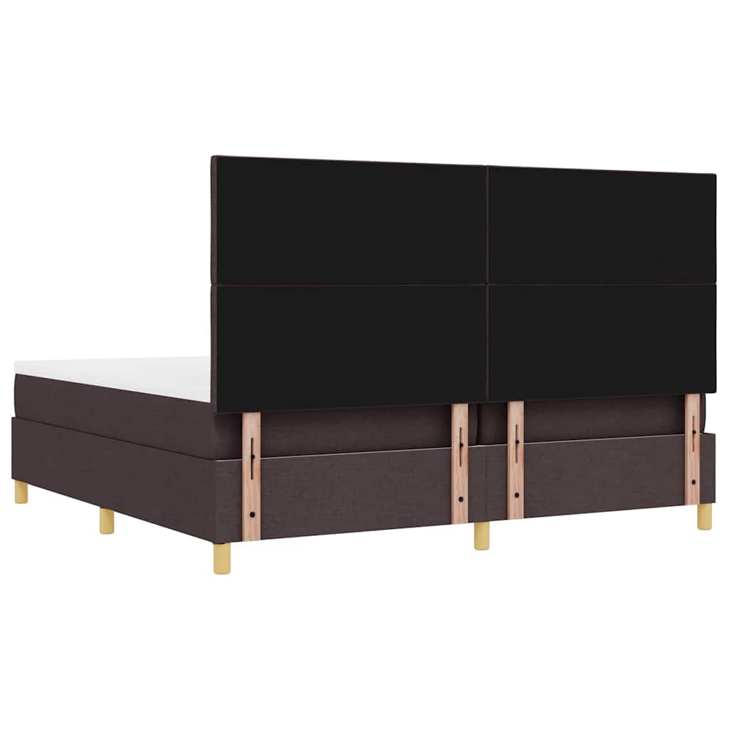 Lit à ressorts avec matelas Marron foncé 200 x 200 cm tissu - XIOS