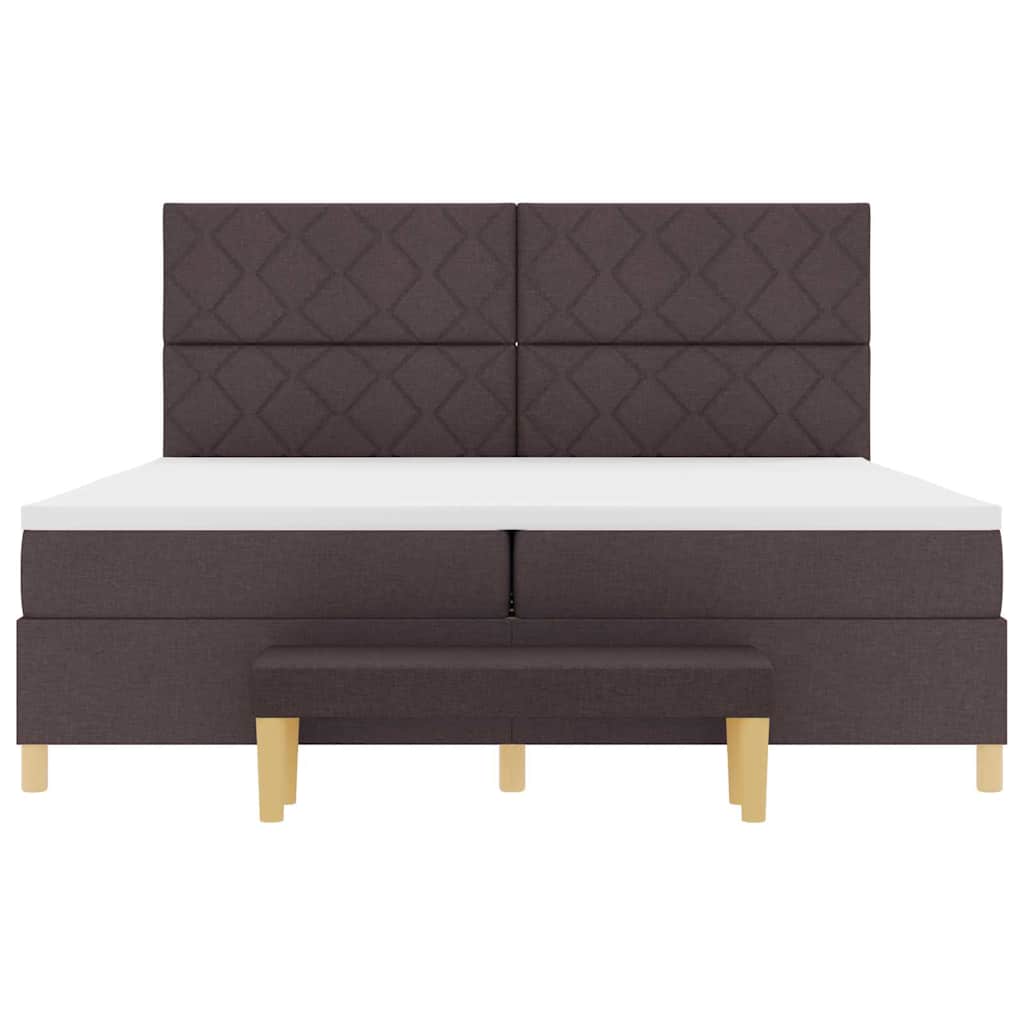 Lit à ressorts avec matelas Marron foncé 200 x 200 cm tissu - XIOS