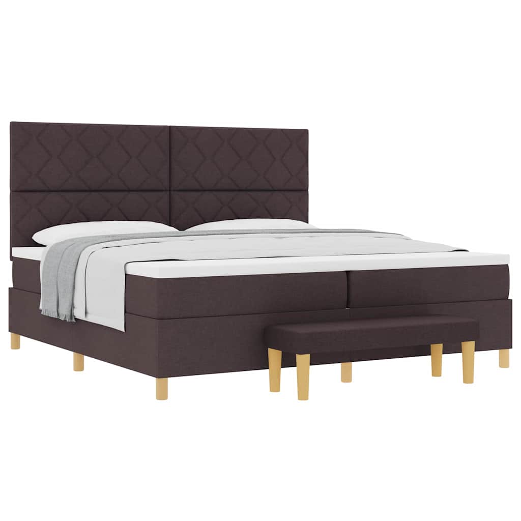 Lit à ressorts avec matelas Marron foncé 200 x 200 cm tissu - XIOS