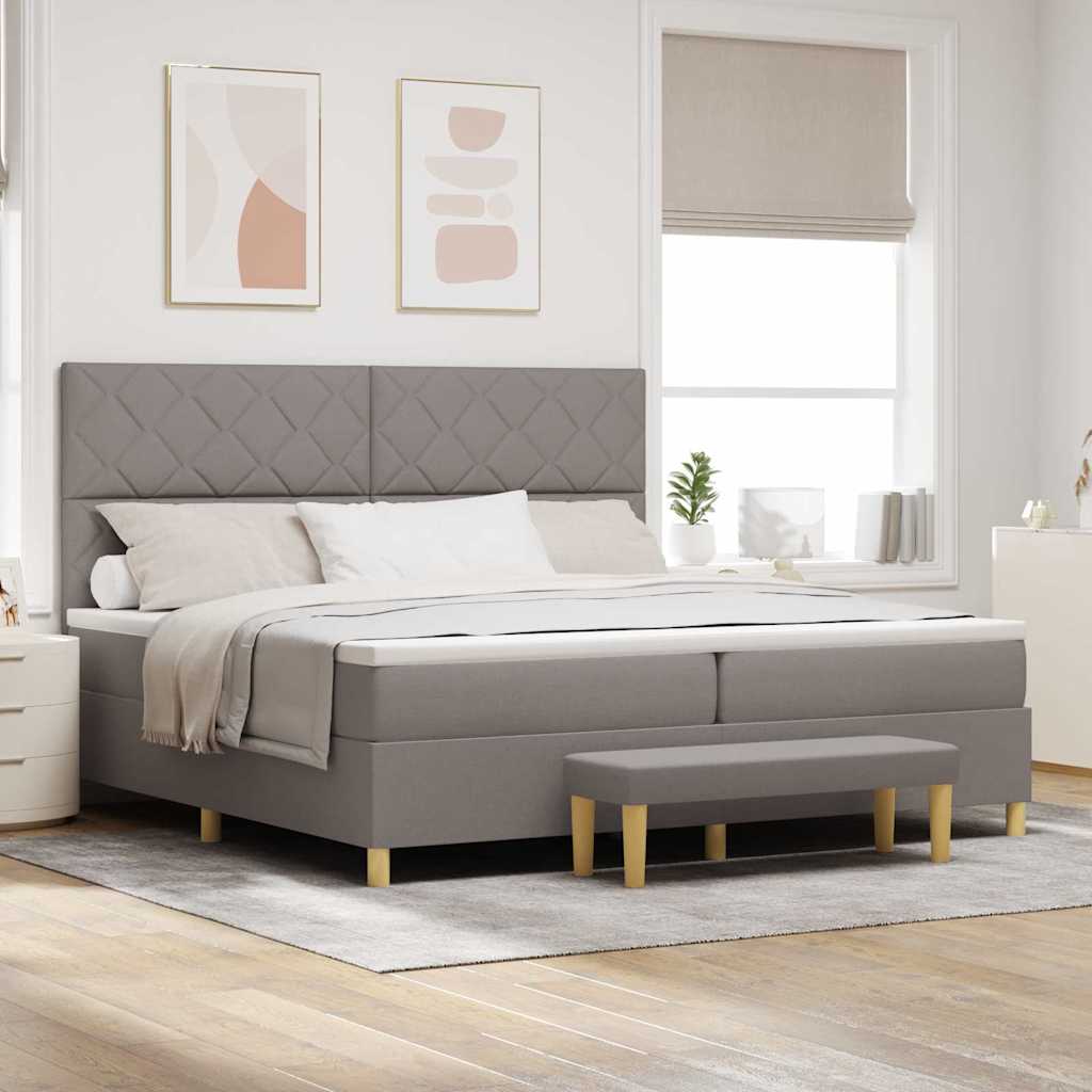 Lit à ressorts avec matelas Taupe 200 x 200 cm tissu - XIOS