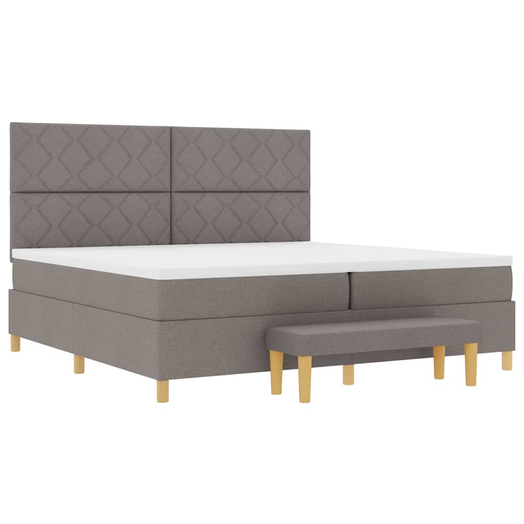 Lit à ressorts avec matelas Taupe 200 x 200 cm tissu - XIOS
