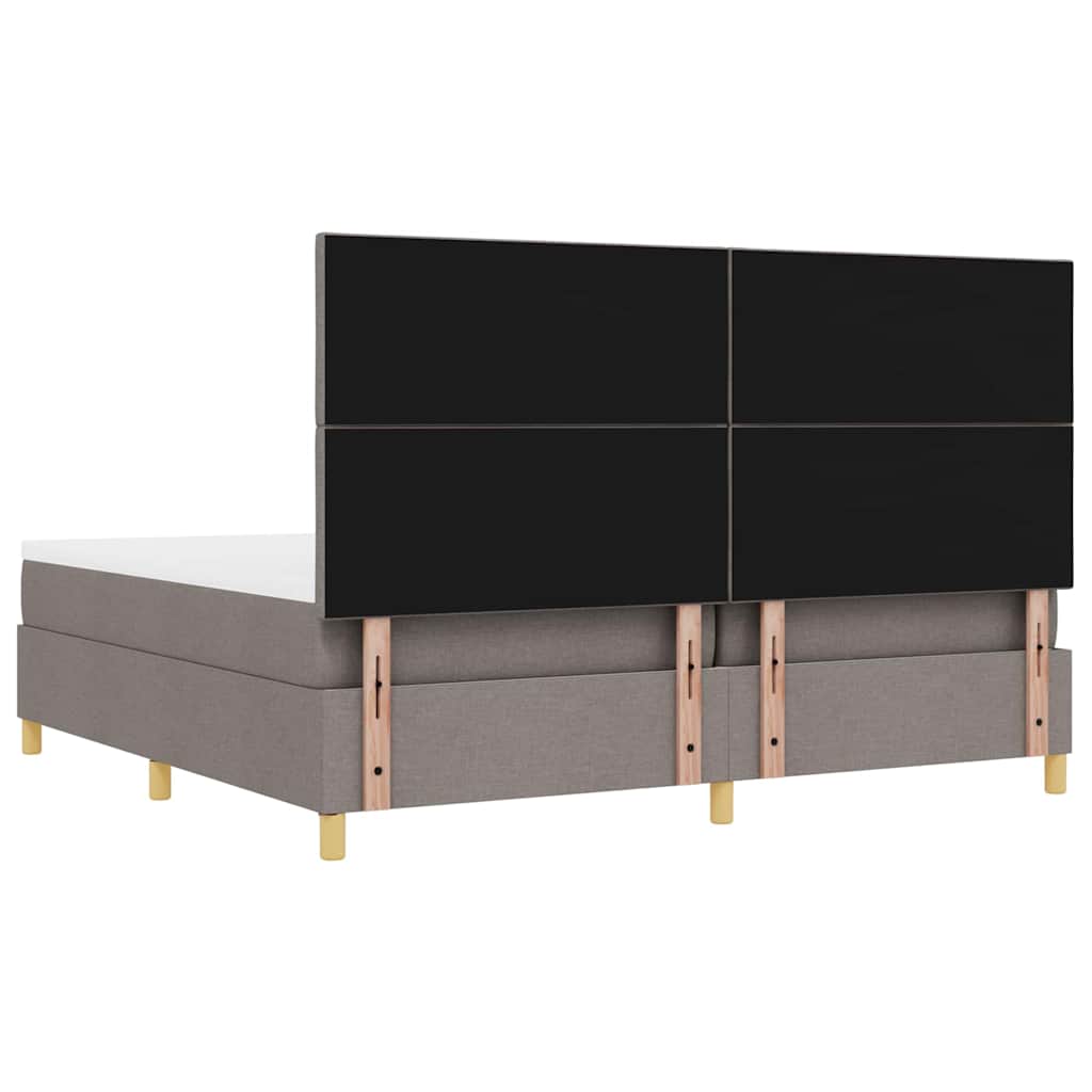 Lit à ressorts avec matelas Taupe 200 x 200 cm tissu - XIOS