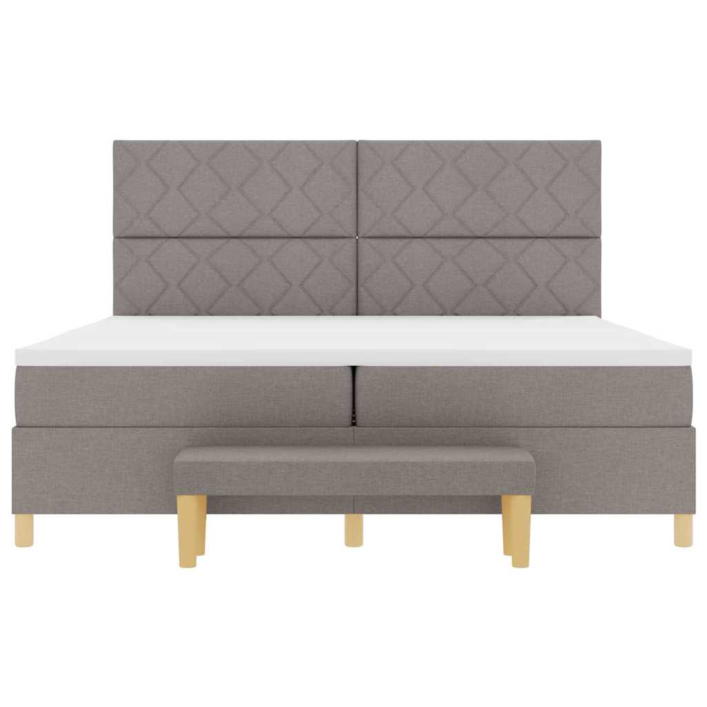 Lit à ressorts avec matelas Taupe 200 x 200 cm tissu - XIOS
