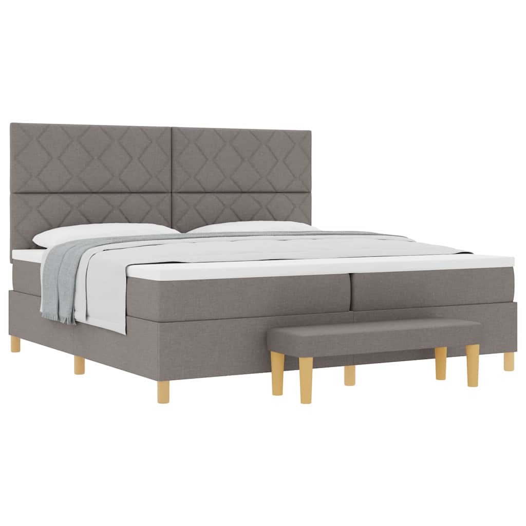 Lit à ressorts avec matelas Taupe 200 x 200 cm tissu - XIOS