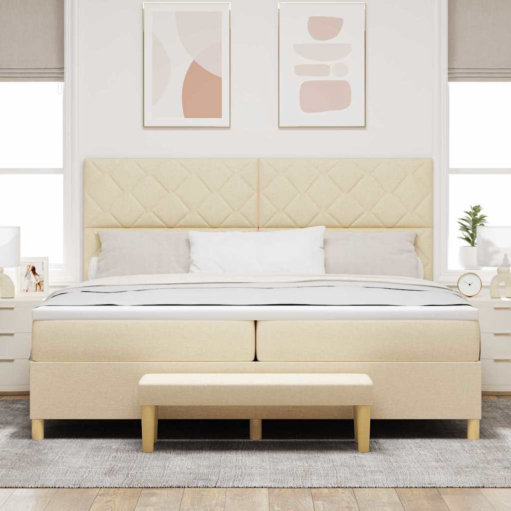 Lit à ressorts avec matelas Crème 200 x 200 cm tissu - XIOS