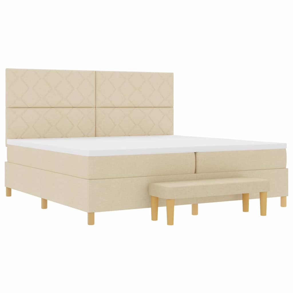 Lit à ressorts avec matelas Crème 200 x 200 cm tissu - XIOS