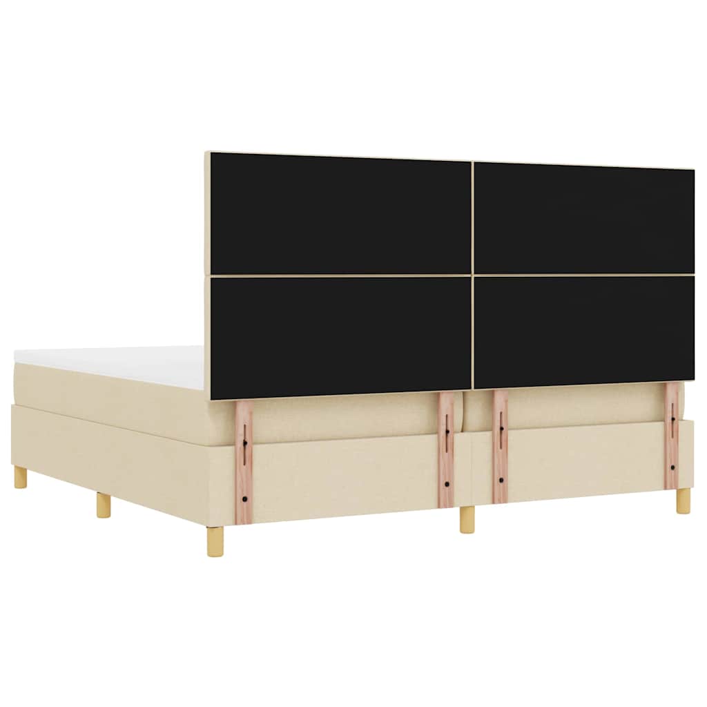 Lit à ressorts avec matelas Crème 200 x 200 cm tissu - XIOS