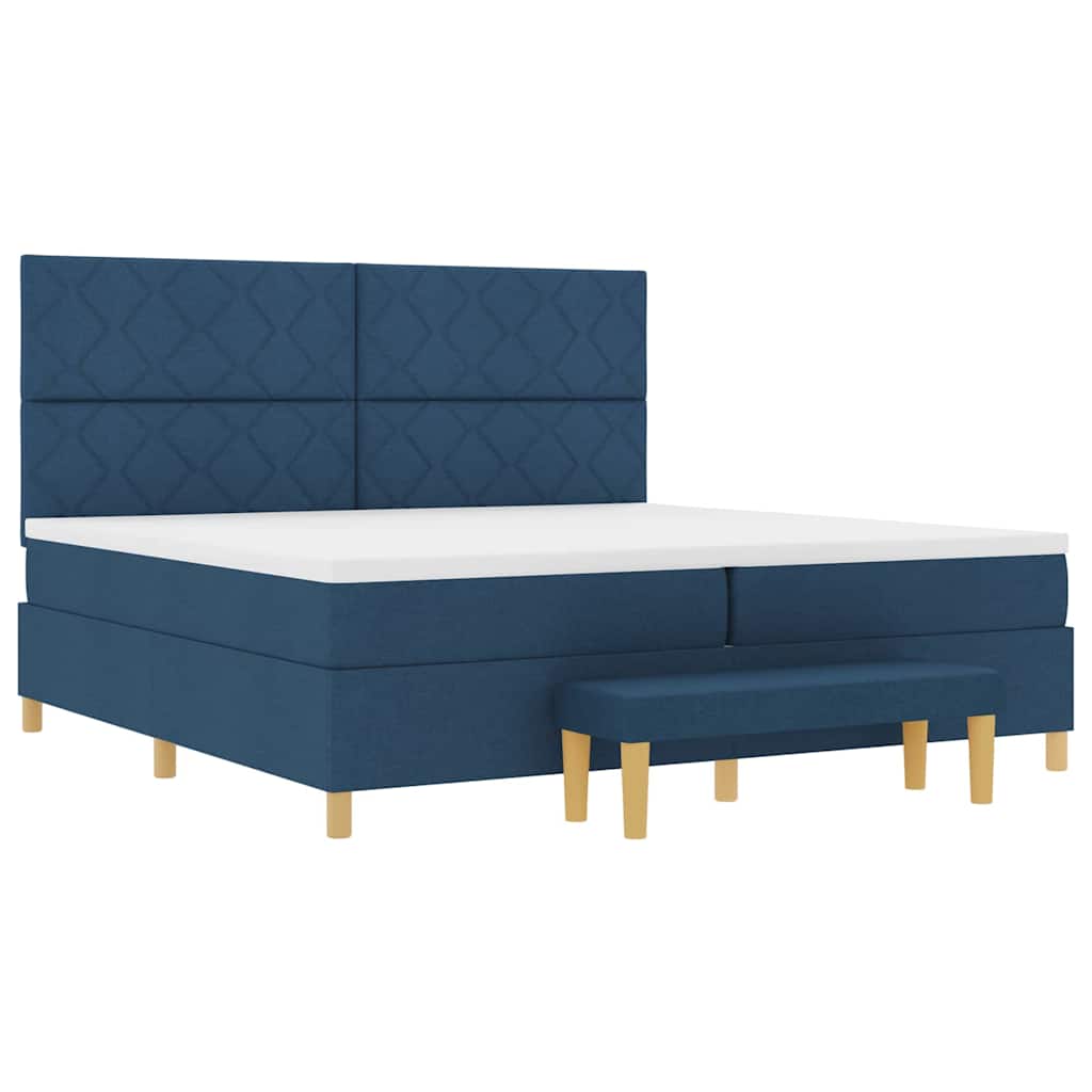 Lit à ressorts avec matelas Bleu 200 x 200 cm tissu - XIOS