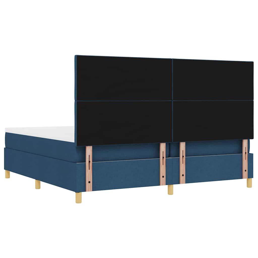 Lit à ressorts avec matelas Bleu 200 x 200 cm tissu - XIOS