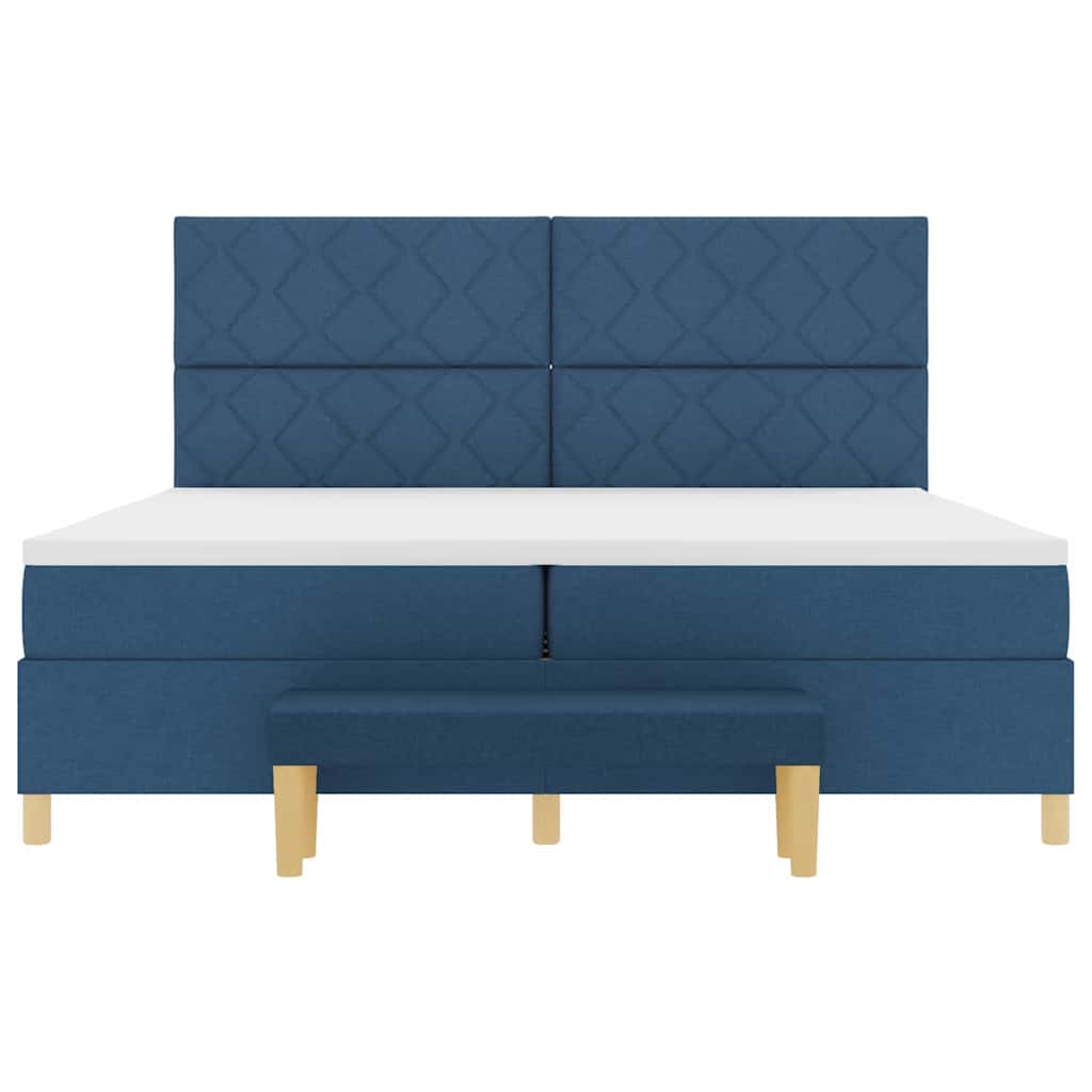 Lit à ressorts avec matelas Bleu 200 x 200 cm tissu - XIOS