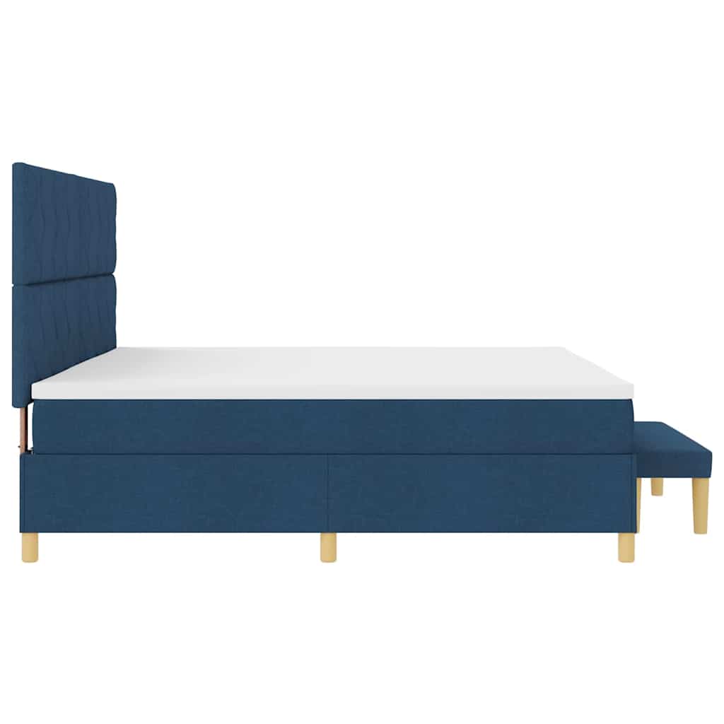 Lit à ressorts avec matelas Bleu 200 x 200 cm tissu - XIOS
