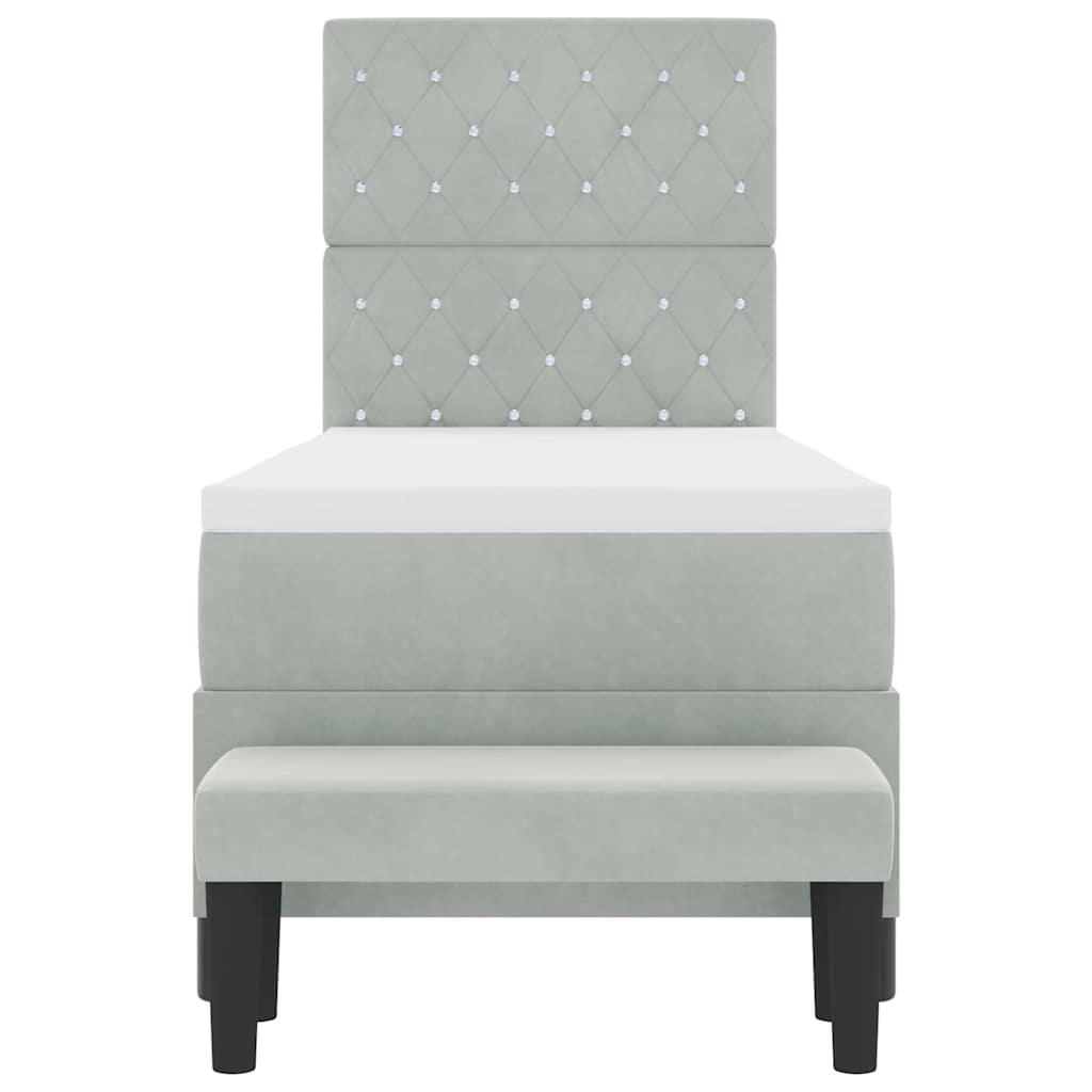 Lit à ressorts avec coussin Gris clair 200 x 80 cm Velours