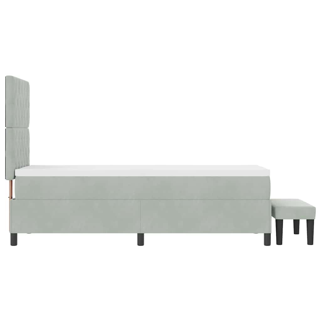 Lit à ressorts avec coussin Gris clair 200 x 80 cm Velours