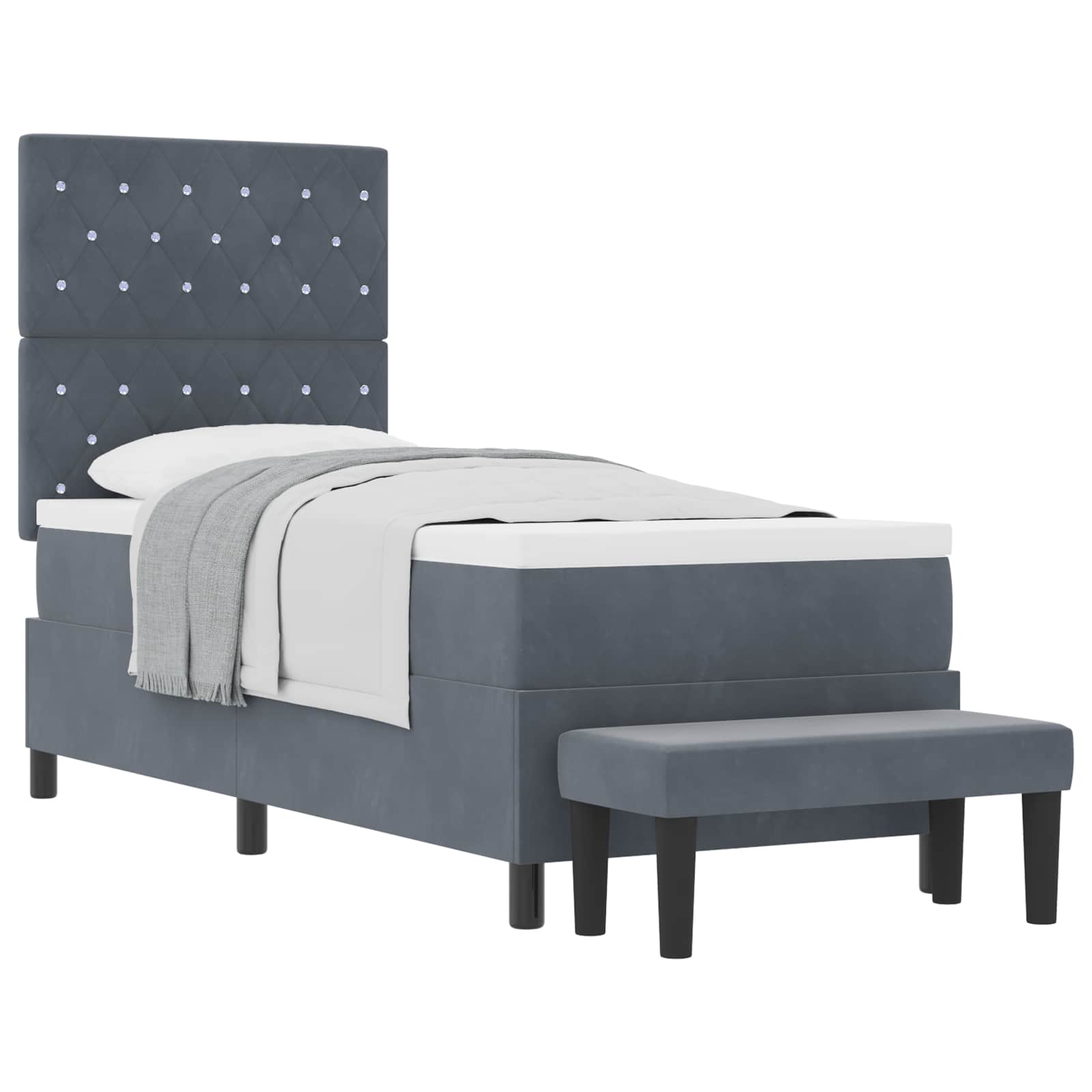 Lit à ressorts avec tête de lit Gris foncé 200 x 80 cm Velours - XIOS