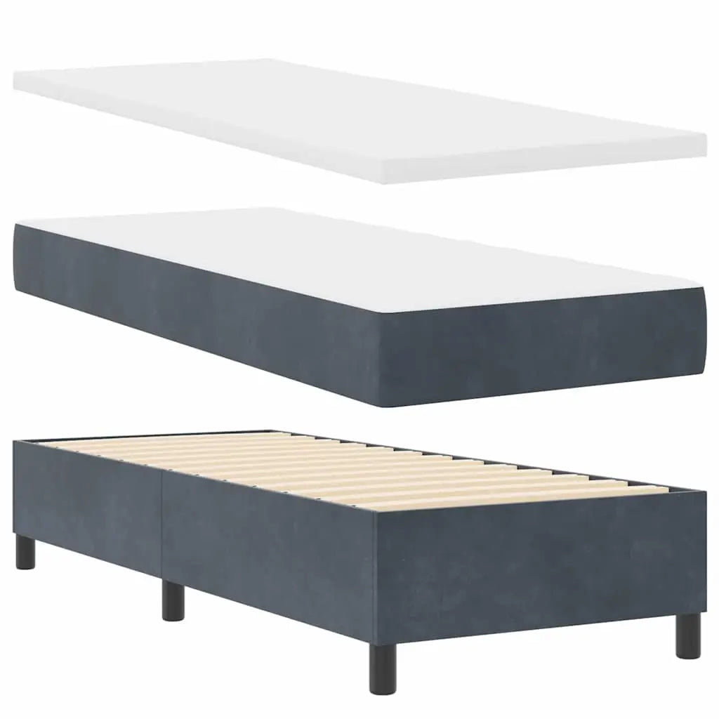 Lit à ressorts avec tête de lit Gris foncé 200 x 80 cm Velours - XIOS