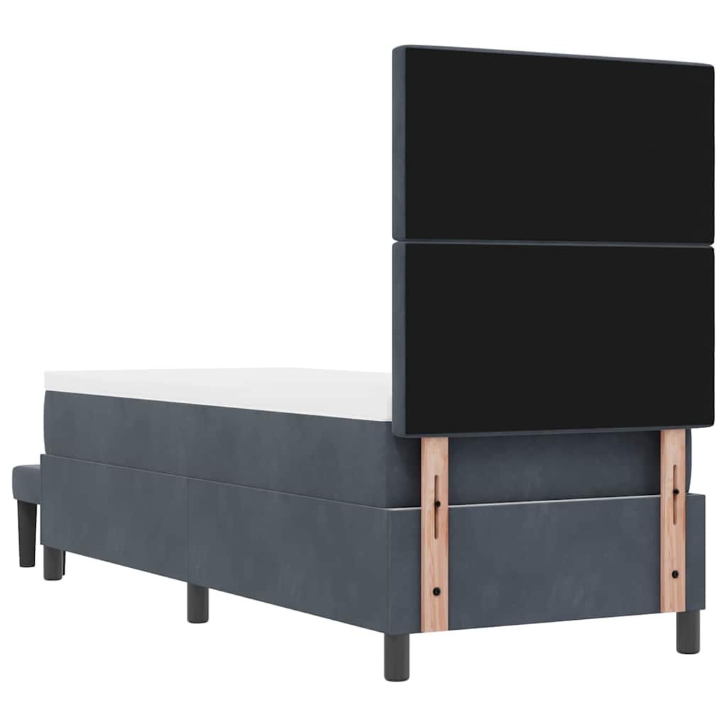 Lit à ressorts avec tête de lit Gris foncé 200 x 80 cm Velours - XIOS
