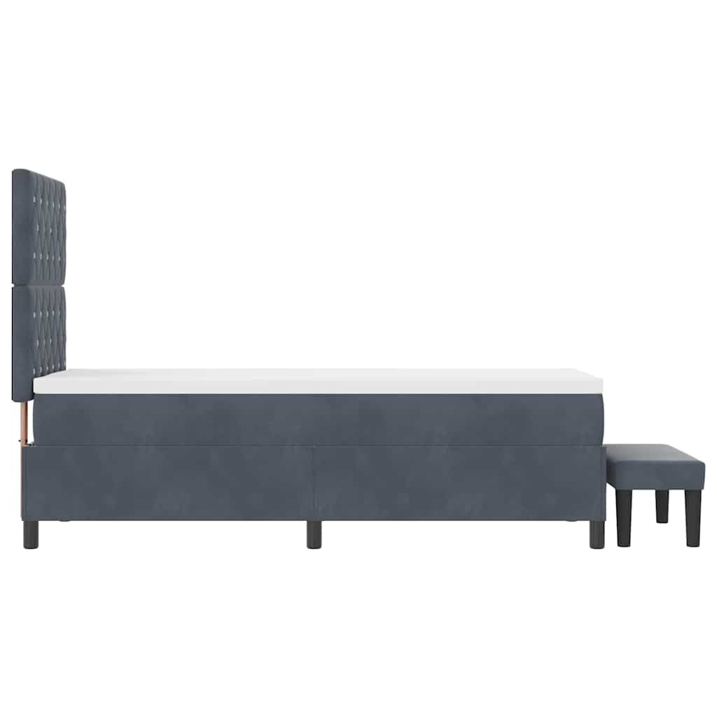 Lit à ressorts avec tête de lit Gris foncé 200 x 80 cm Velours - XIOS