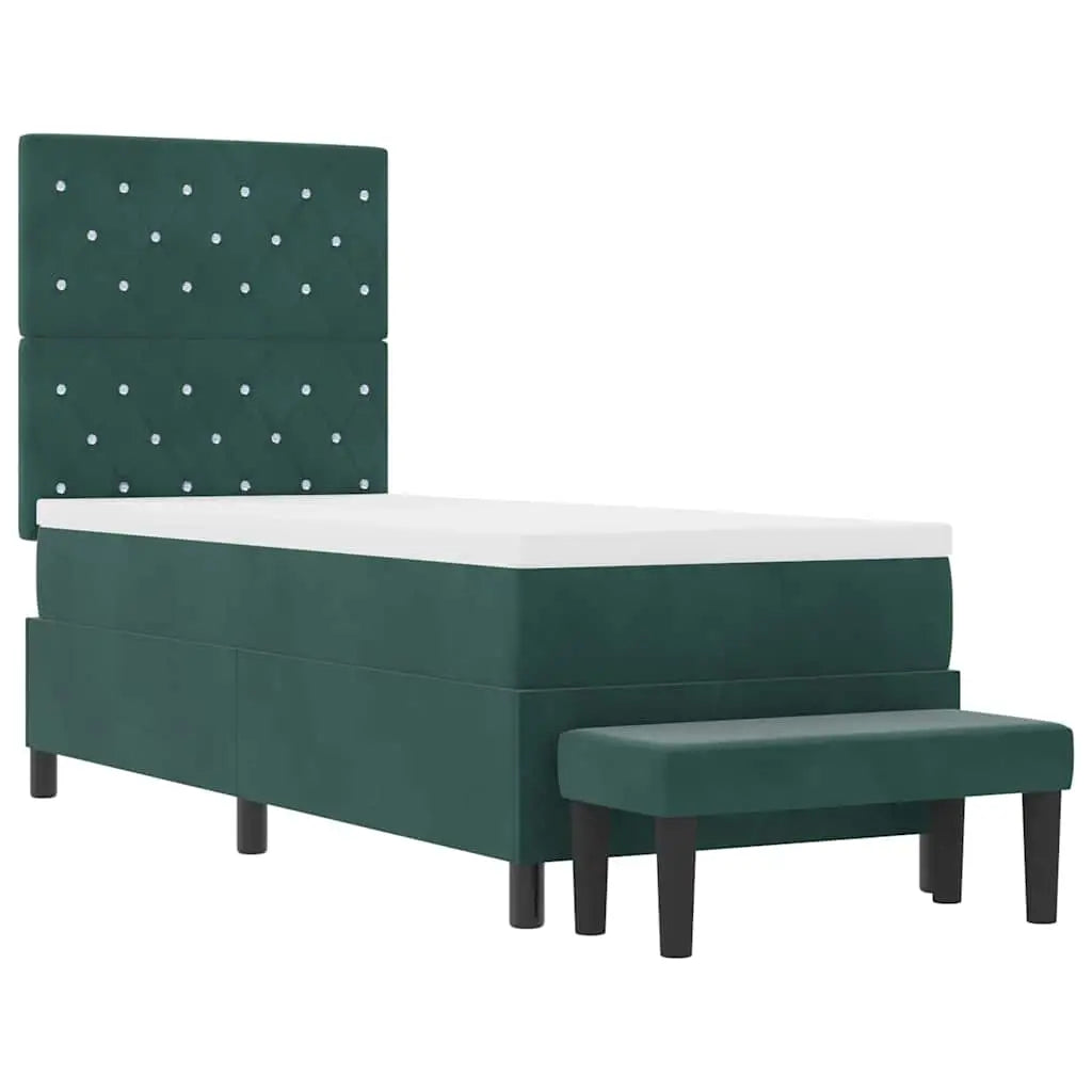 Lit à ressorts avec coussin Vert foncé 200 x 80 cm Velours - XIOS