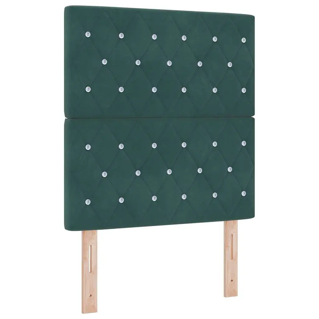 Lit à ressorts avec coussin Vert foncé 200 x 80 cm Velours - XIOS