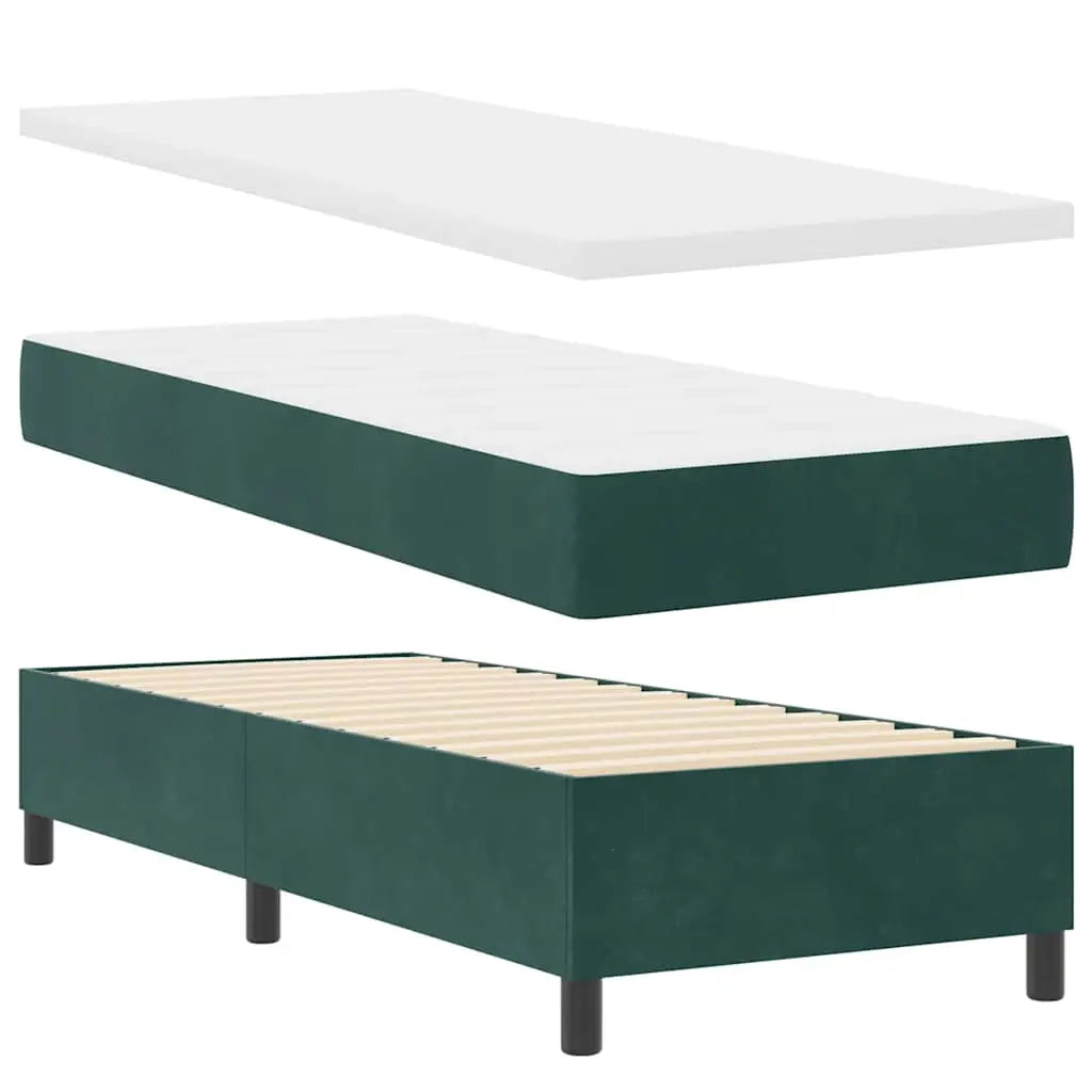 Lit à ressorts avec coussin Vert foncé 200 x 80 cm Velours - XIOS