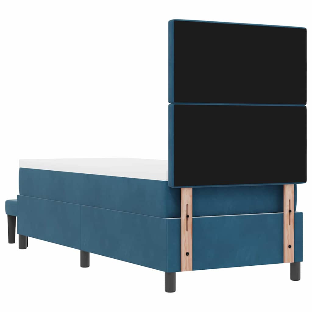 Lit à ressorts avec coussin Bleu foncé 200 x 80 cm Velours