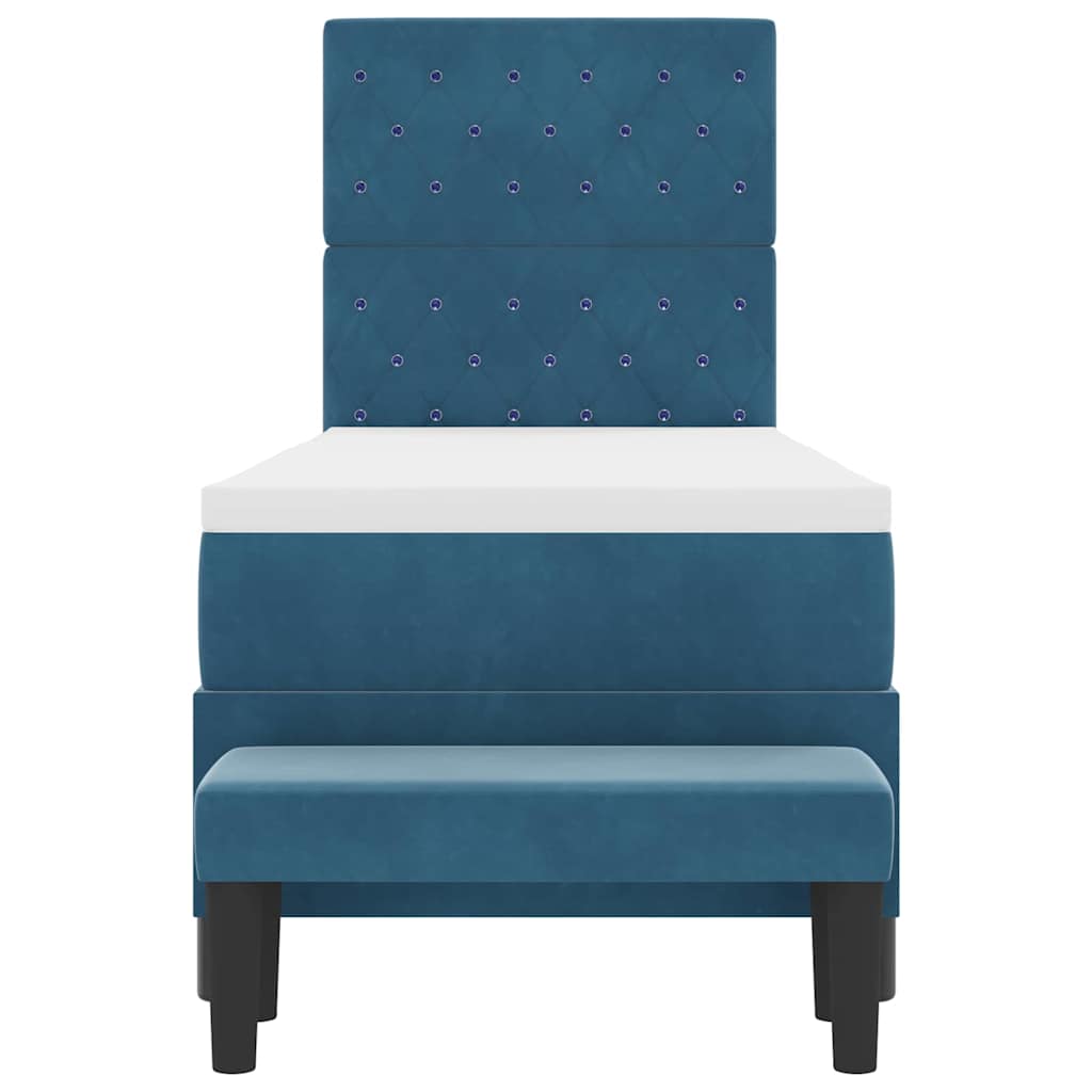 Lit à ressorts avec coussin Bleu foncé 200 x 80 cm Velours