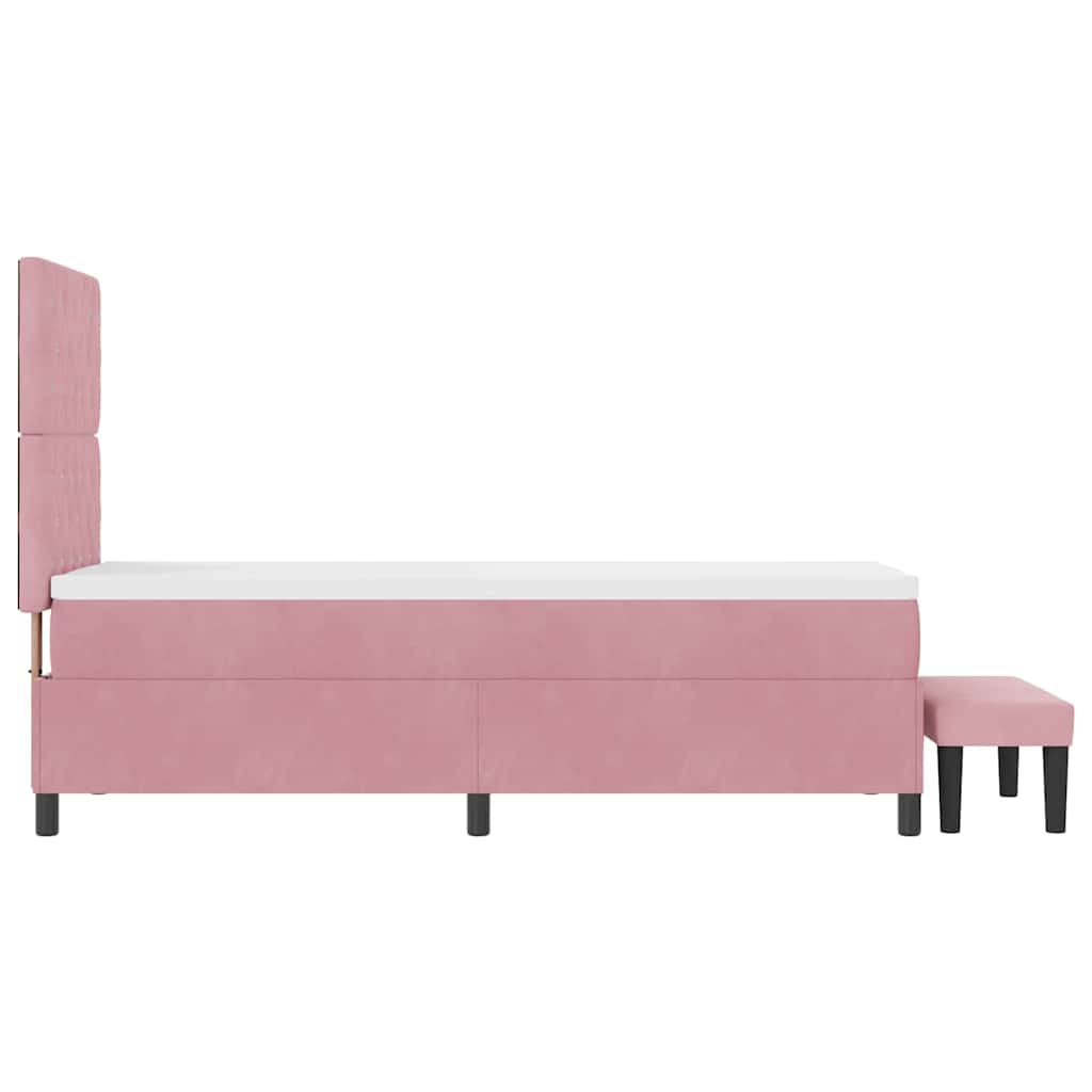 Lit à ressorts avec tête de lit Rose 200 x 80 cm Velours