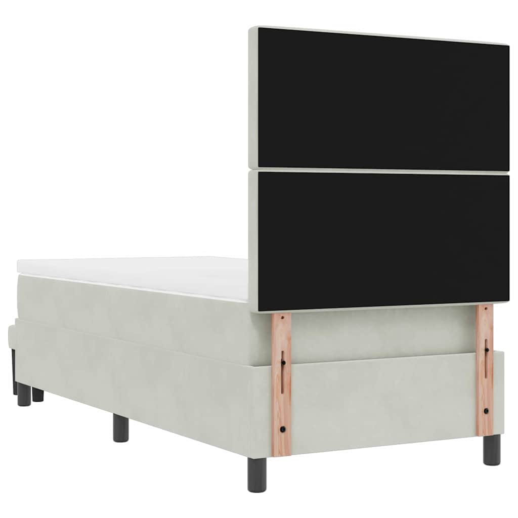 Lit à ressorts avec tête de lit Gris clair 190 x 90 cm Velours
