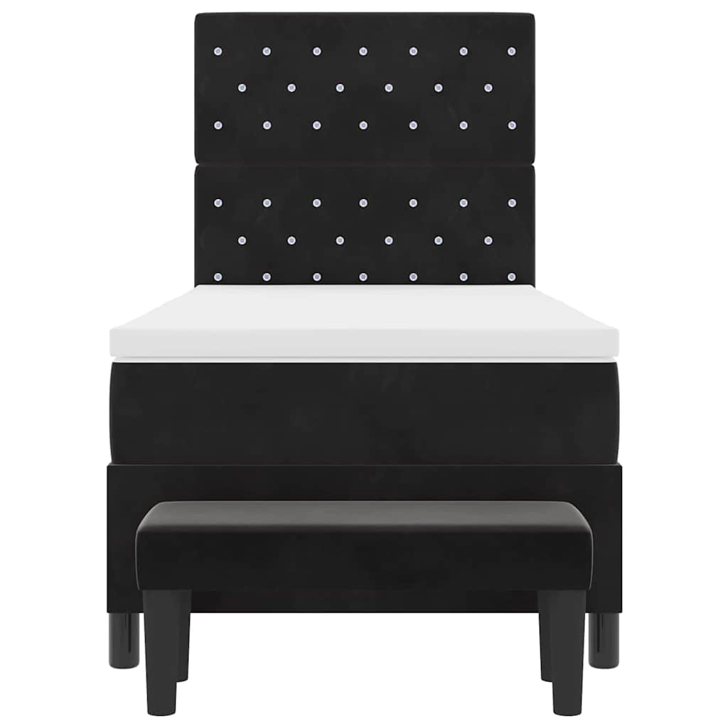 Lit à ressorts avec tête de lit Noir 190 x 90 cm Velours - XIOS