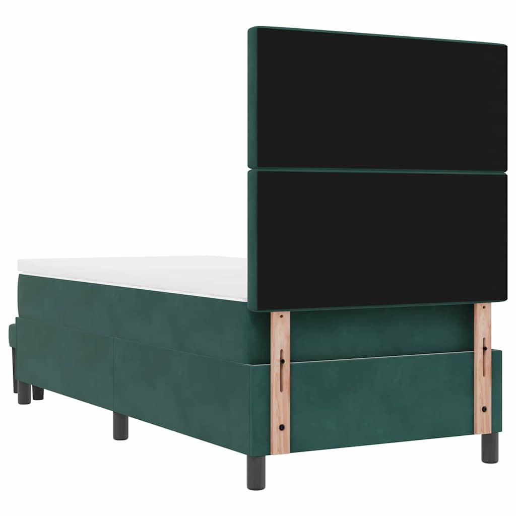 Lit à ressorts avec tête de lit Vert foncé 190 x 90 cm Velours