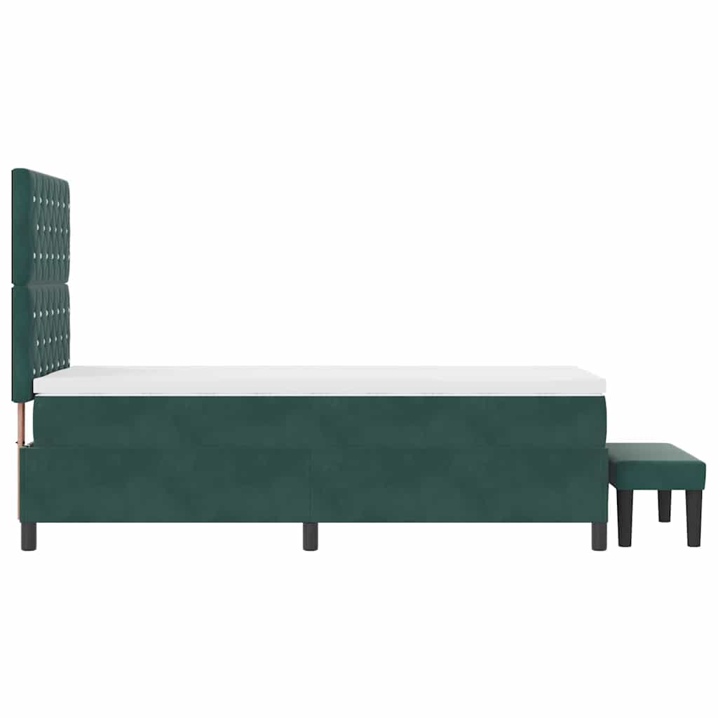 Lit à ressorts avec tête de lit Vert foncé 190 x 90 cm Velours