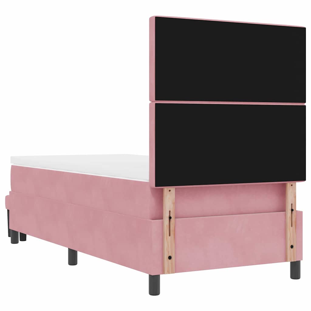 Lit à ressorts avec tête de lit Rose 190 x 90 cm Velours