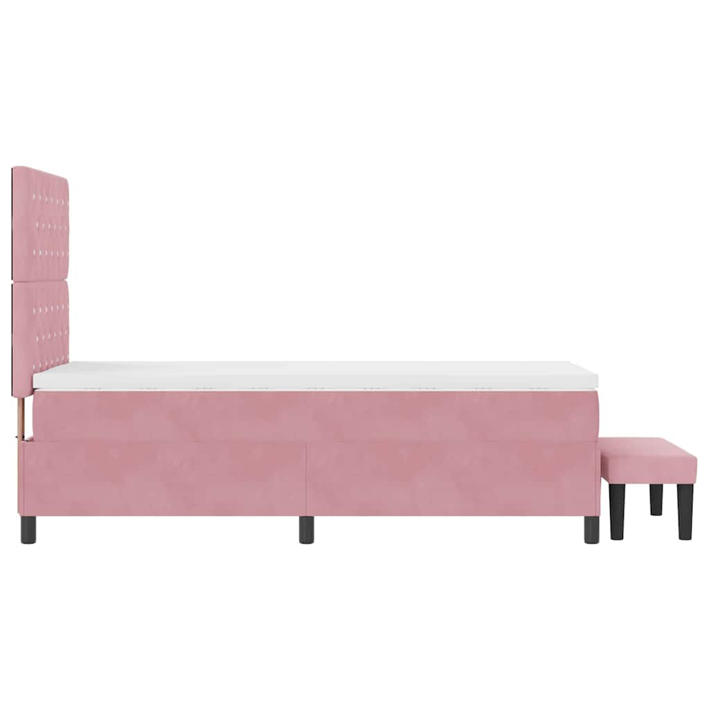 Lit à ressorts avec tête de lit Rose 190 x 90 cm Velours