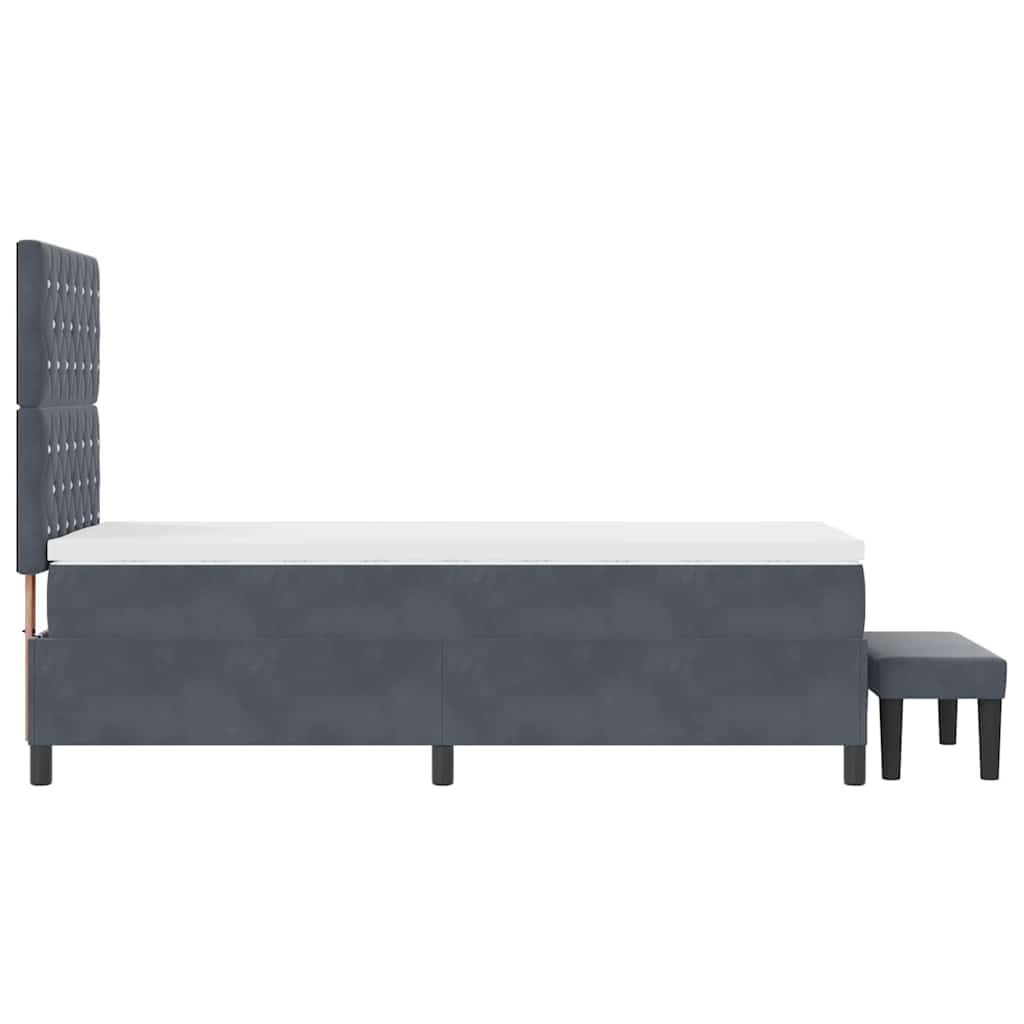 Lit à ressorts avec tête de lit Gris foncé 200 x 90 cm Velours
