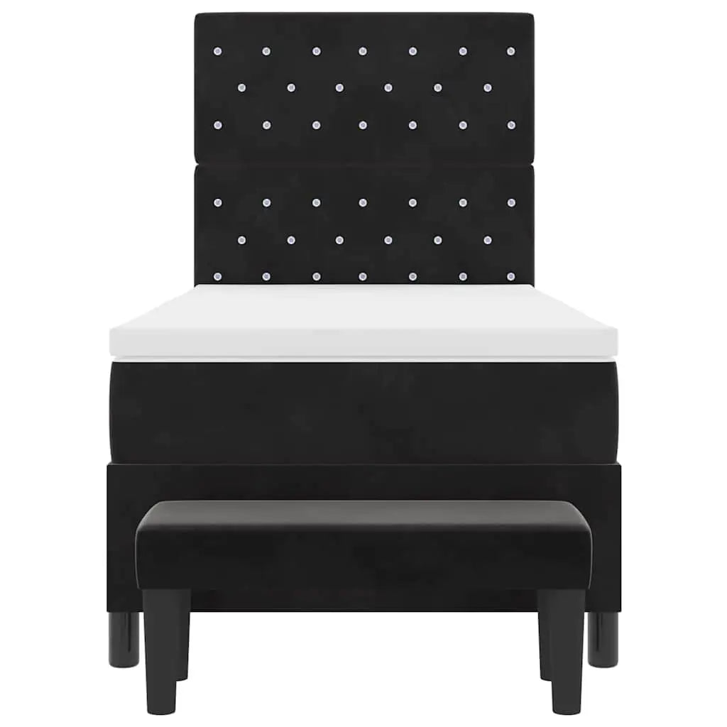 Lit à ressorts avec tête de lit Noir 200 x 90 cm Velours - XIOS