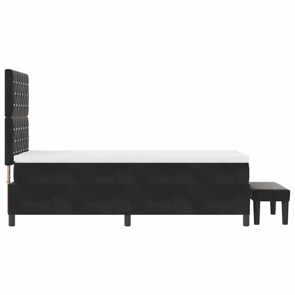 Lit à ressorts avec tête de lit Noir 200 x 90 cm Velours - XIOS