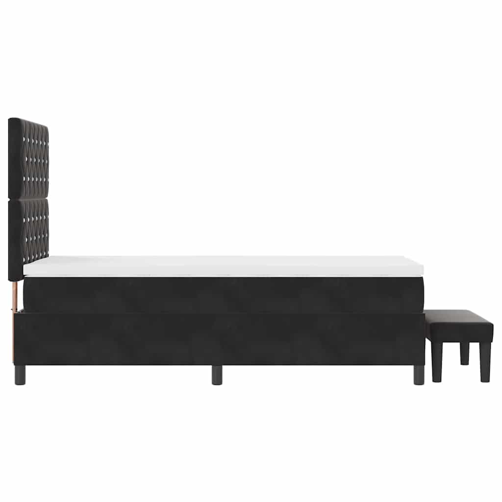 Lit à ressorts avec coussin Noir 200 x 100 cm Velours