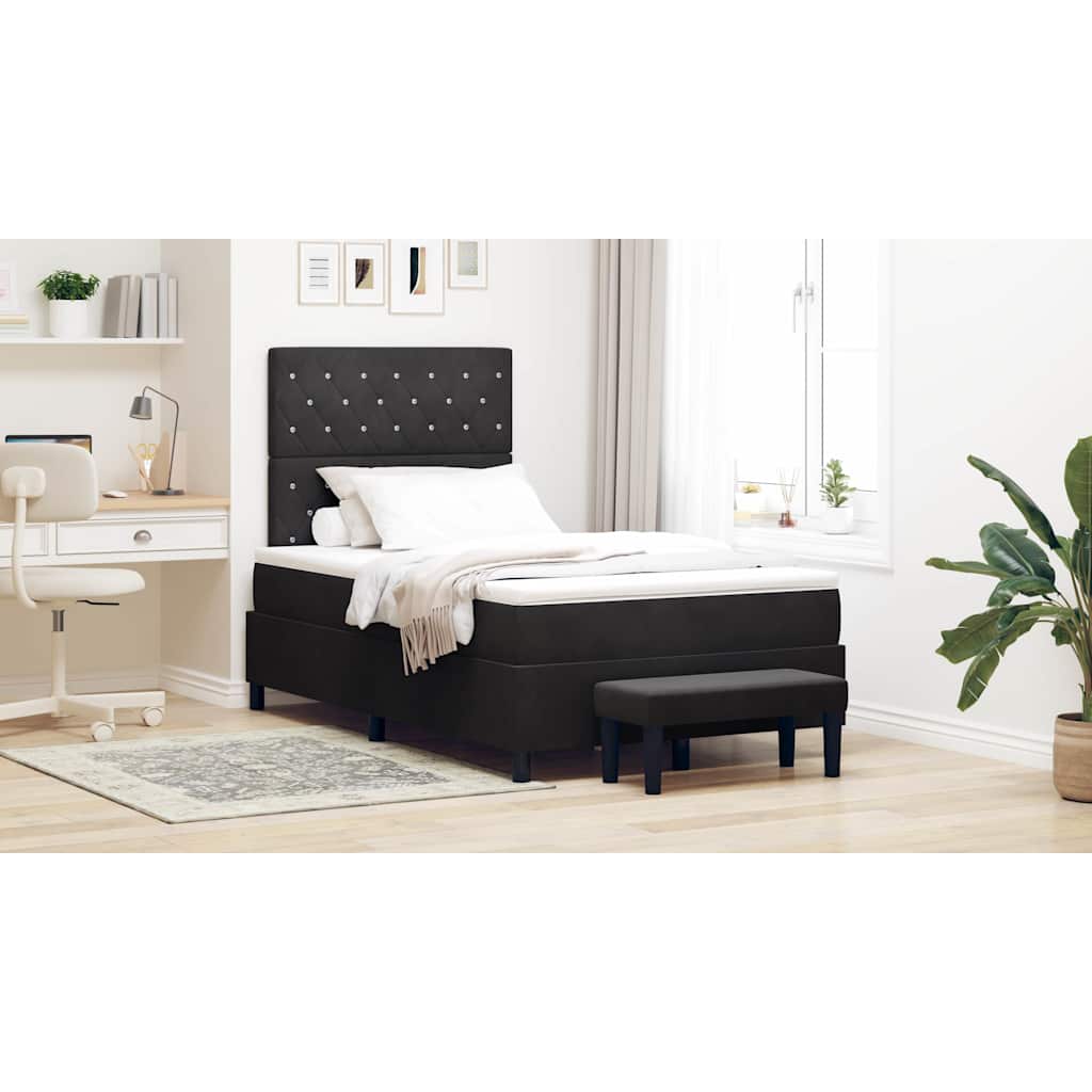 Lit à ressorts avec coussin Noir 190 x 120 cm Velours