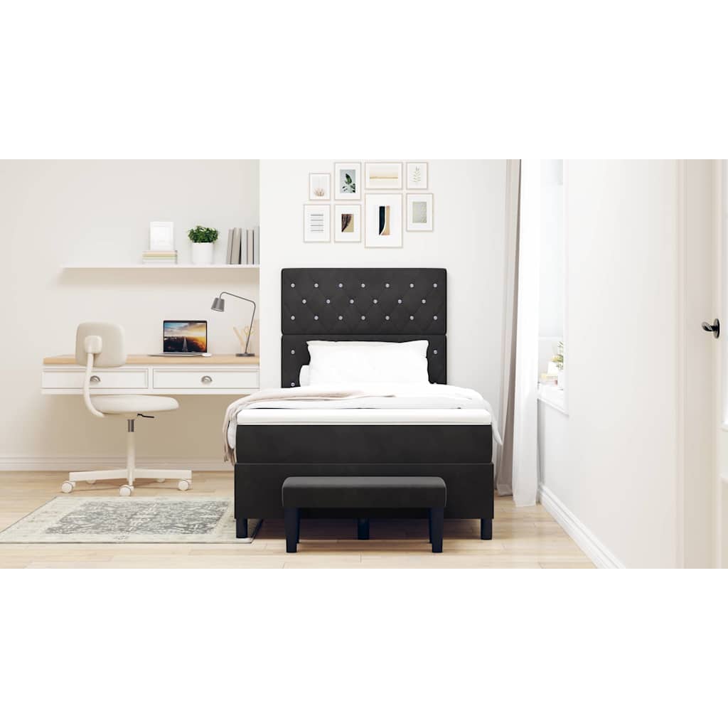 Lit à ressorts avec coussin Noir 190 x 120 cm Velours