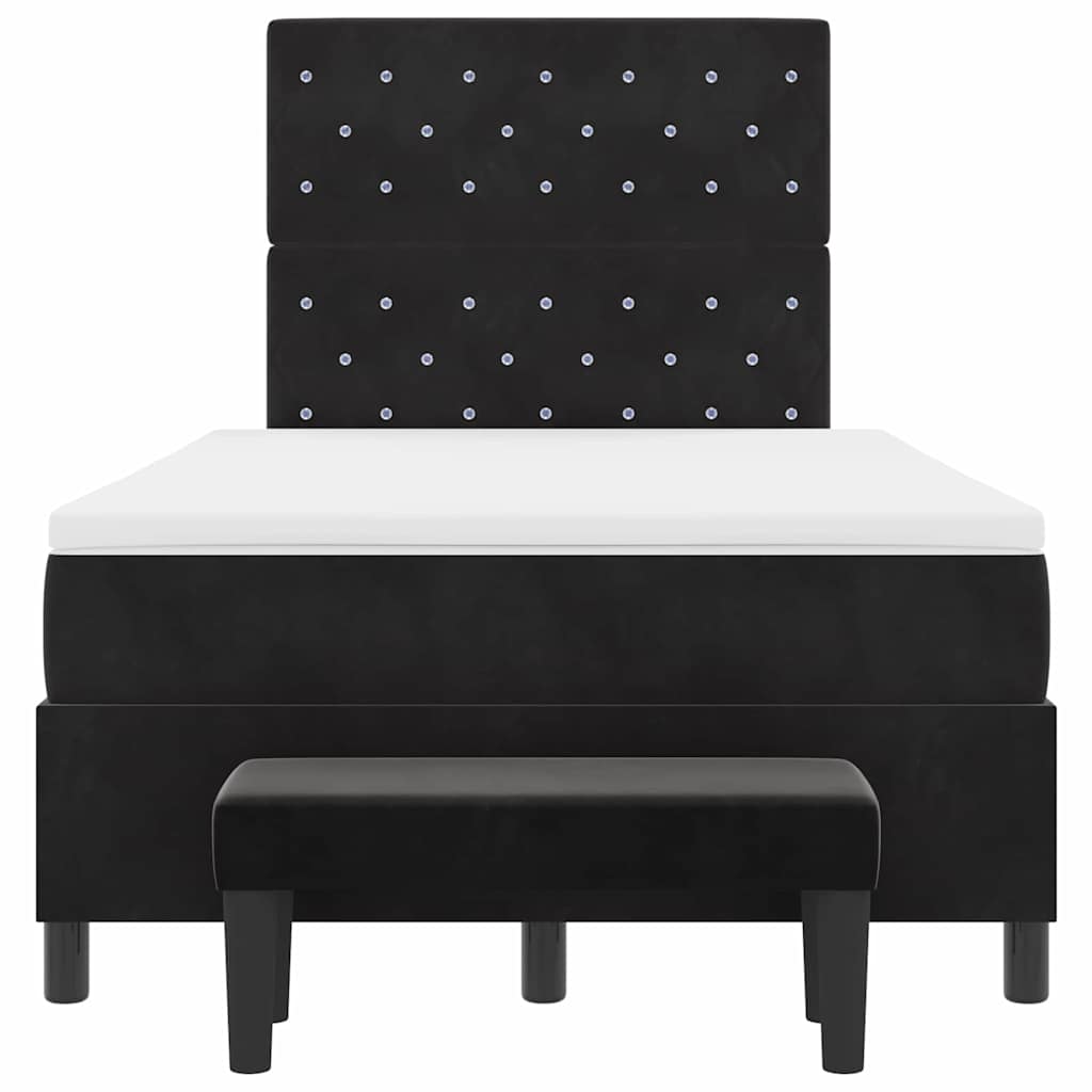 Lit à ressorts avec coussin Noir 190 x 120 cm Velours