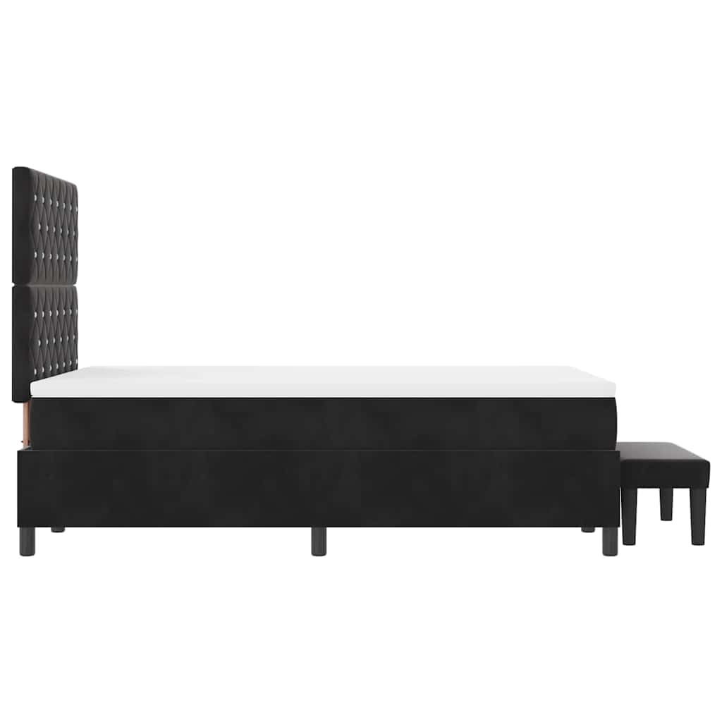Lit à ressorts avec coussin Noir 190 x 120 cm Velours